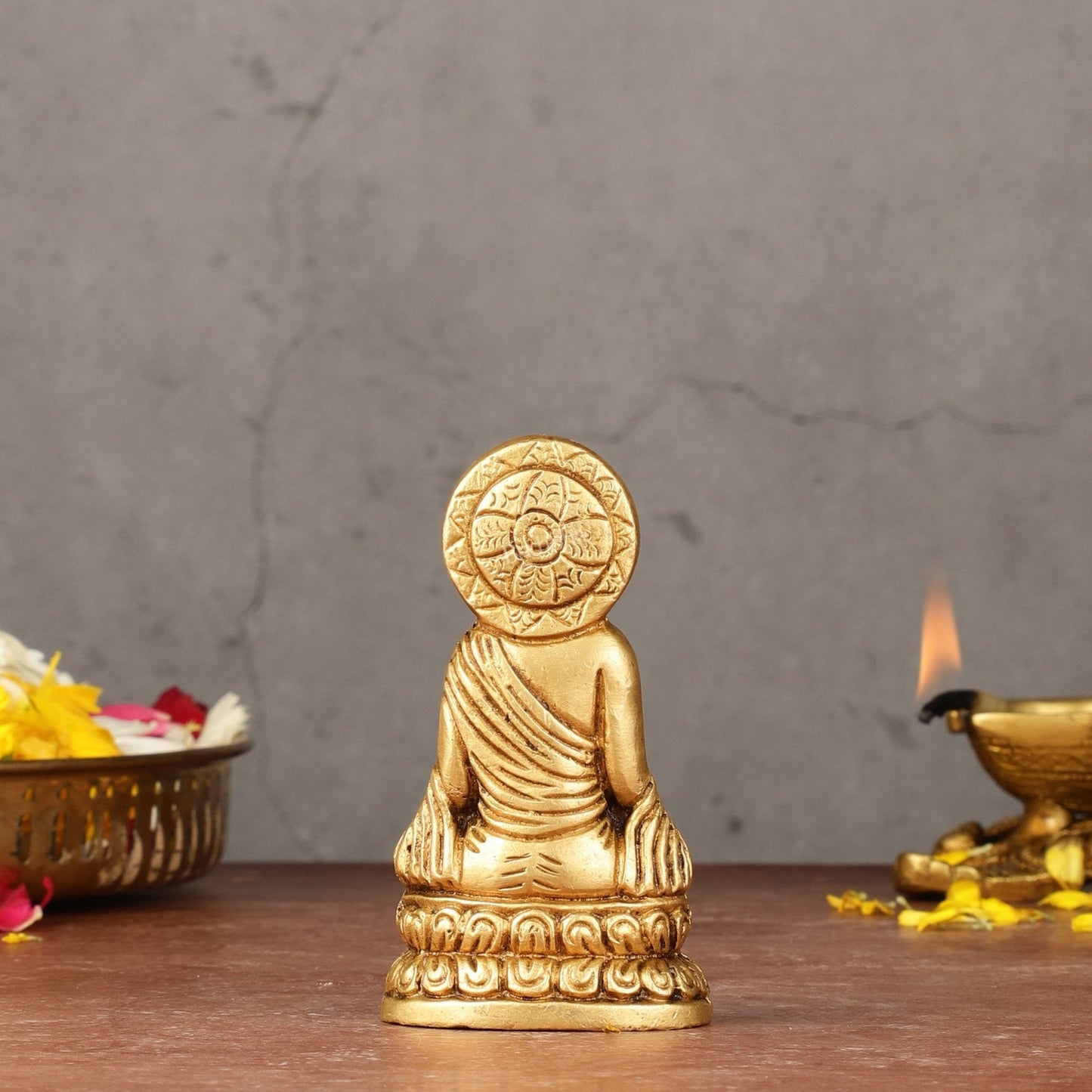 Pure Brass Buddha in Meditation Miniature Idol 4 inch