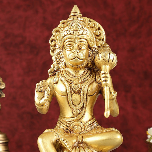 Pure Brass Handcrafted lord Hanuman Idol - 8"