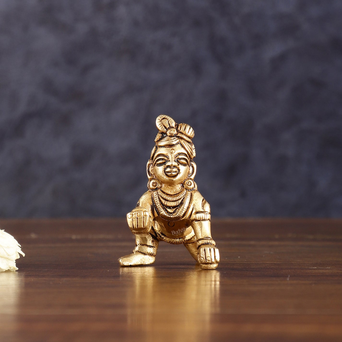 Pure Brass Laddoo Gopal Krishna Baal Krishna Idol - 2.5"