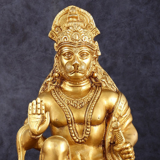 Pure Brass Lord Hanuman idol 9 inch