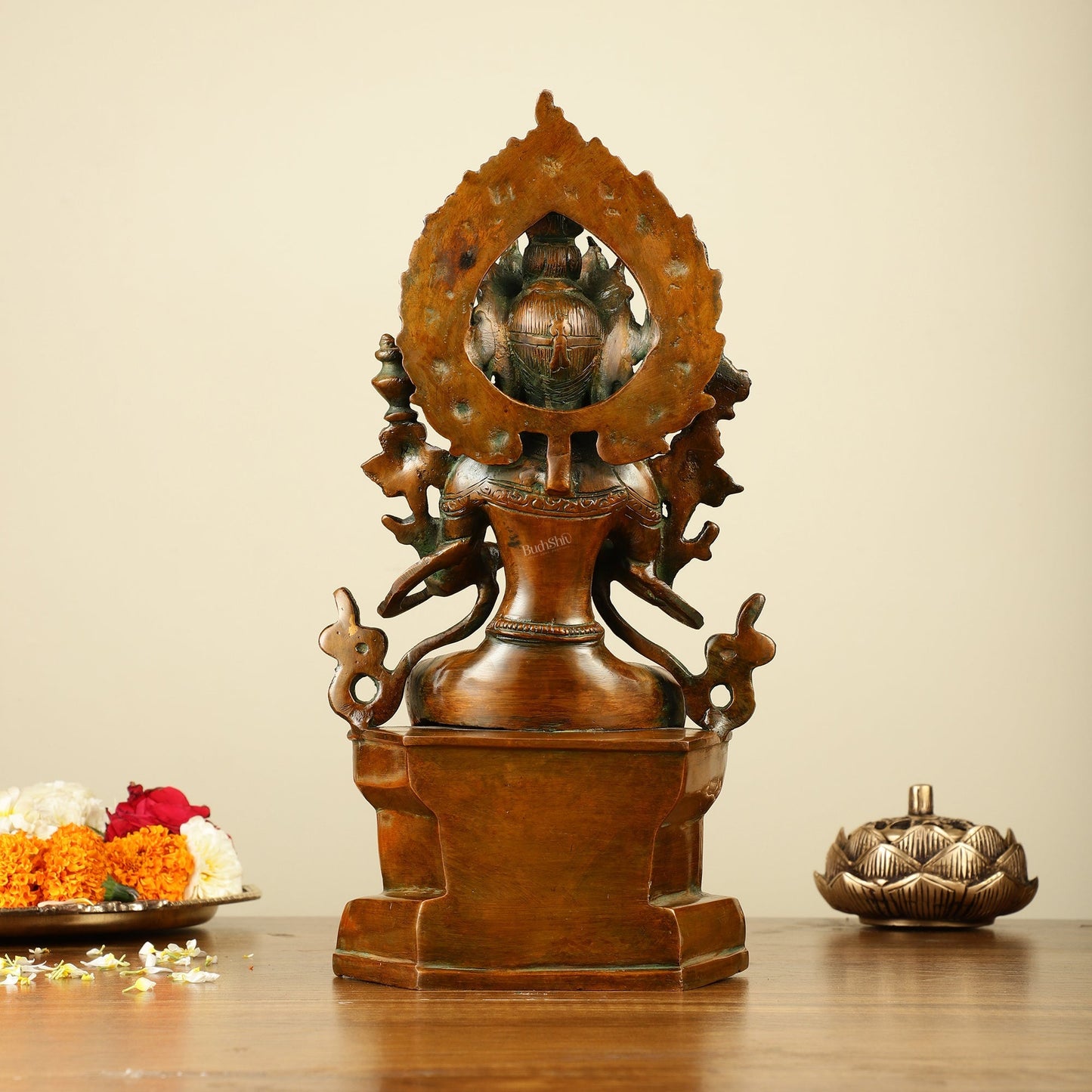 Pure Brass Maitreya Buddha Future Buddha Idol - Symbol of Hope 11"