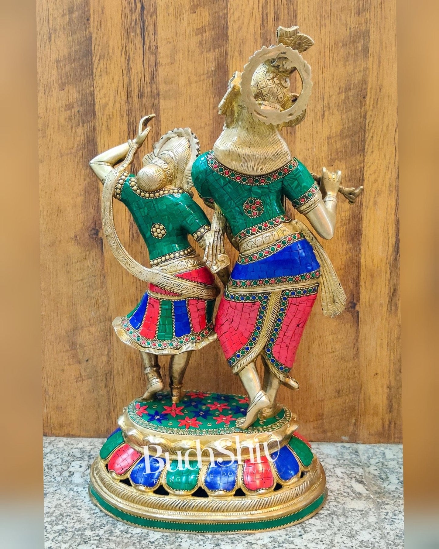 Pure Brass Radha Krishna Dancing Statue 23 inches
