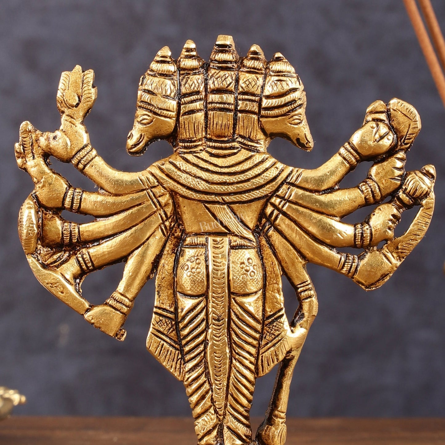 Pure Brass Small Standing Panchmukhi Hanuman Idol - 5.5" Height