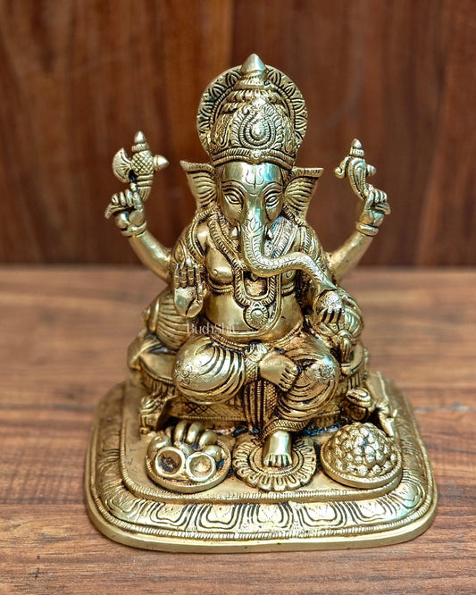 Pure Brass Superfine Lord Ganesha Idol - 9"