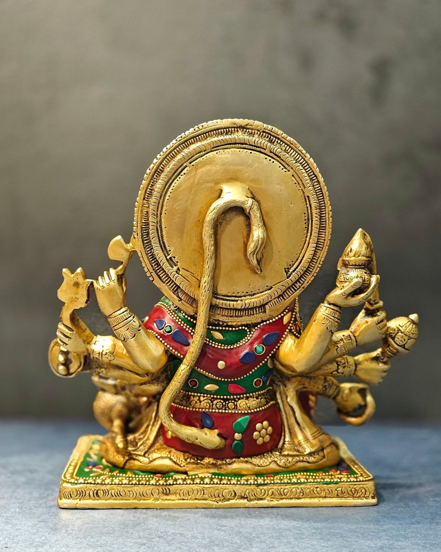 Pure Brass Superfine Panchmukhi Hanuman Blessing Statue - 10 inch multicolour
