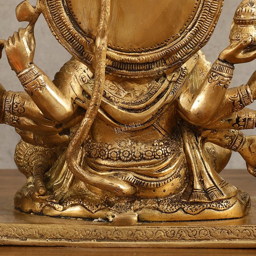 Pure Brass Superfine Panchmukhi Hanuman Blessing Statue - 10 inch