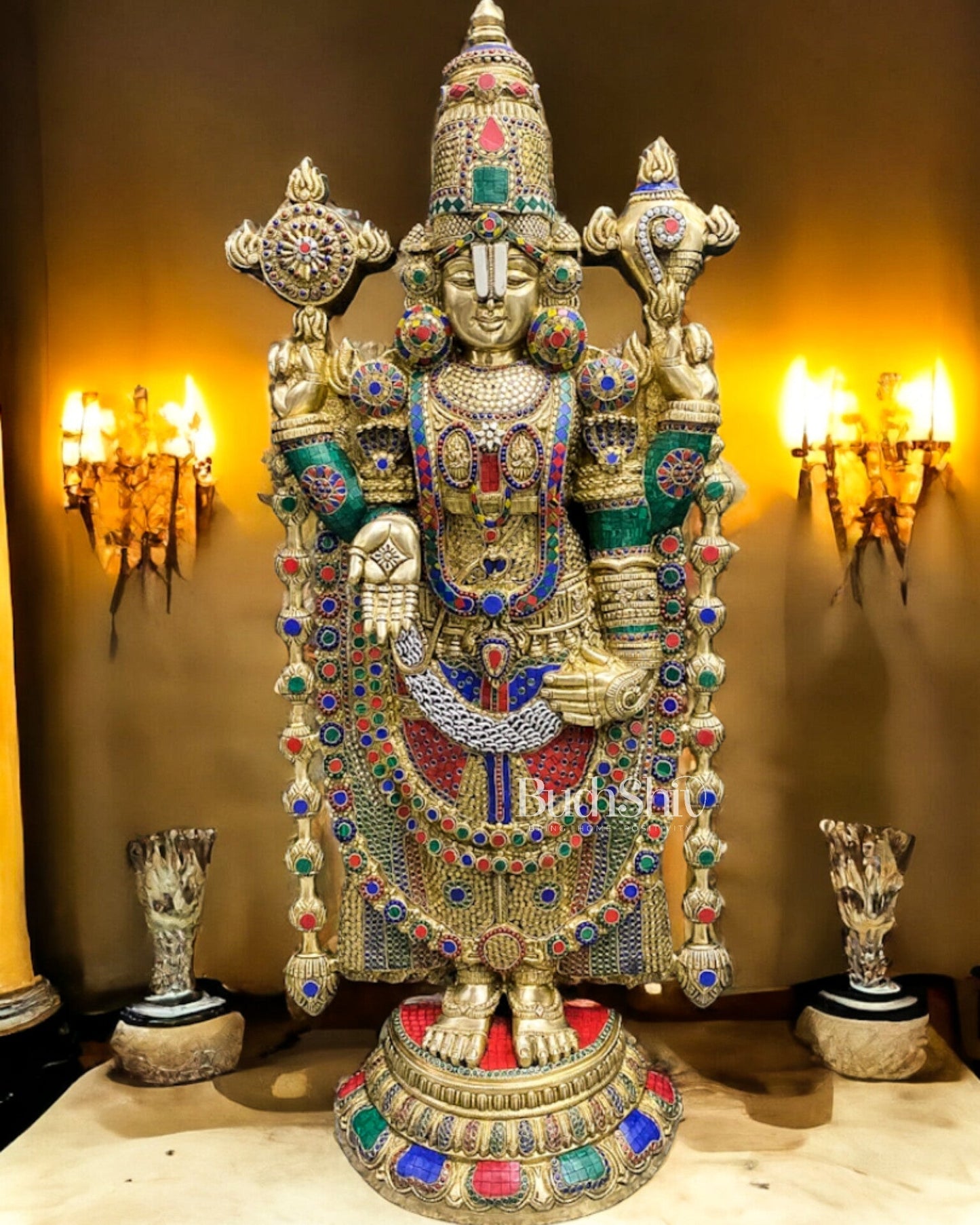 Pure Brass Tirupati Balaji Idol | Lord Venkateshwara's Divine Form | 48 inch