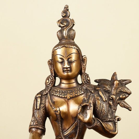 Pure Brass White Tara Devi Idol 10.5"