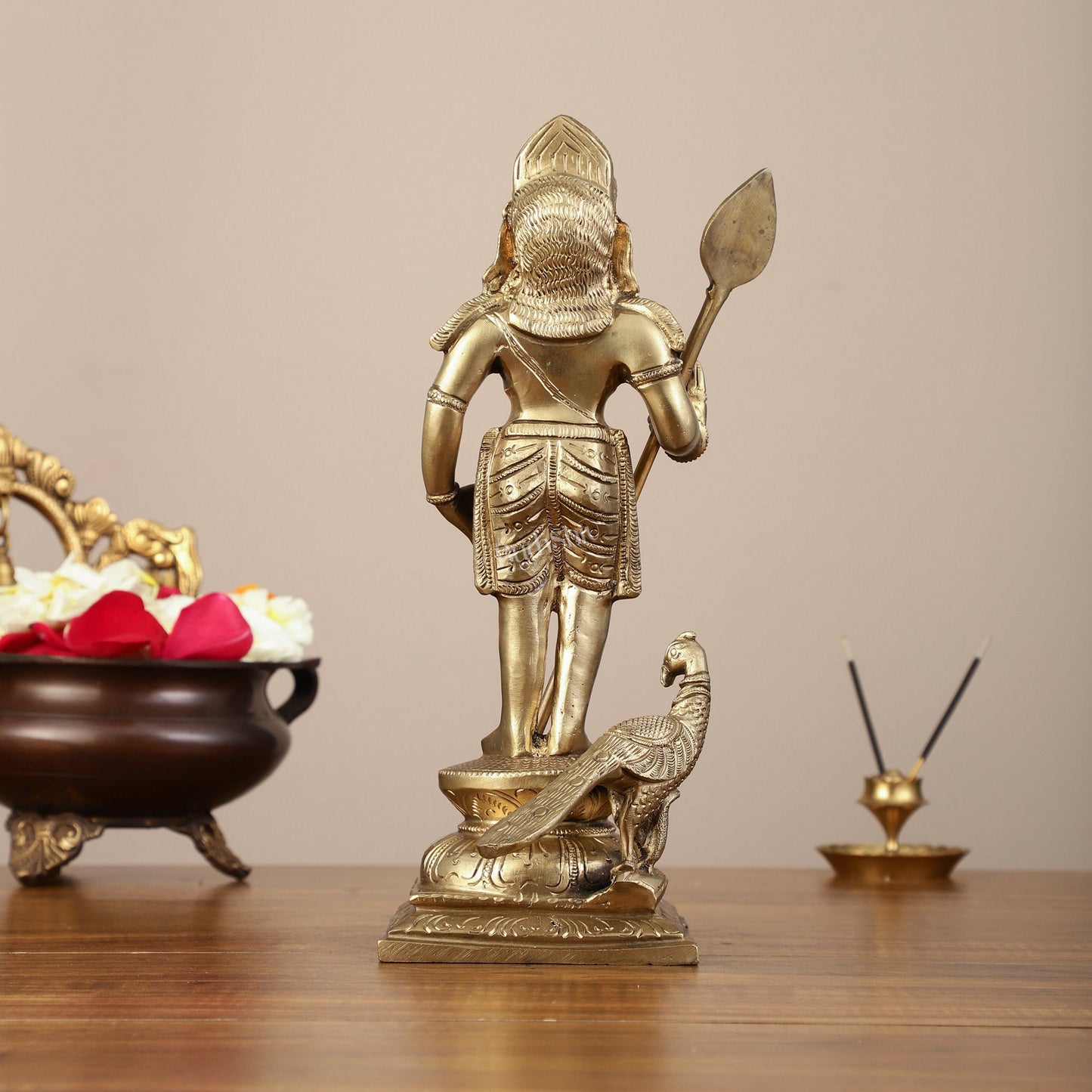 Pure Bronze Panchaloha Kartikeya Murugan Kumara Swamy Statue - 12" Height