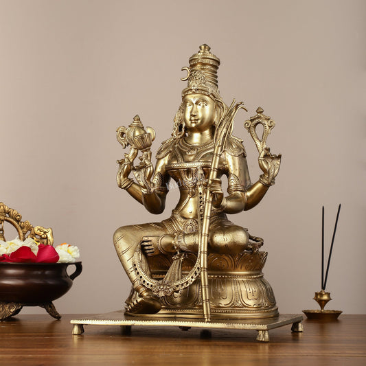 Pure Bronze Panchaloha Rajrajeshwari Lalitha Devi Statue - 16.5"