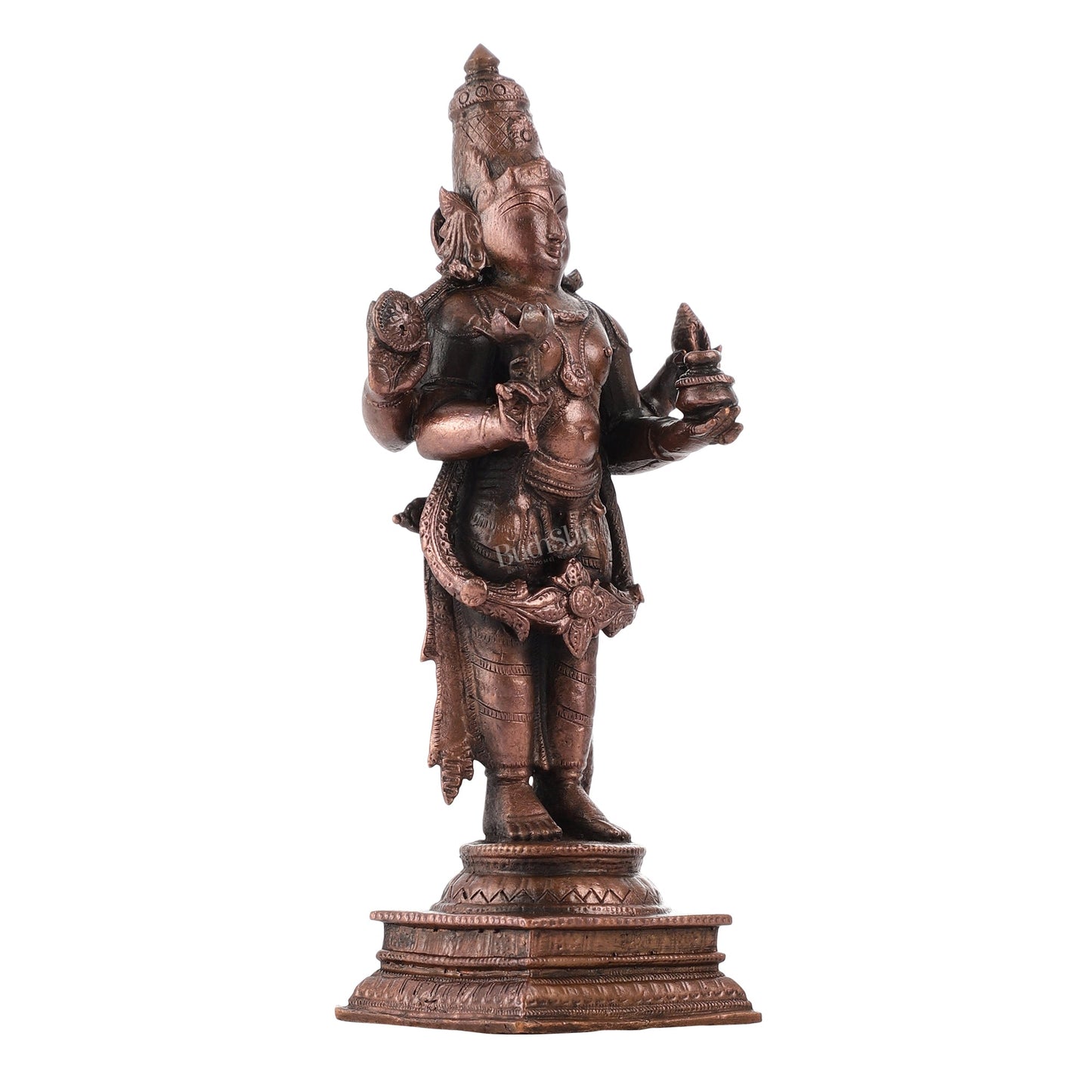 Pure Copper Dhanvantari Idol | Height 6.5 inches | BudhShiv Brass Handicrafts