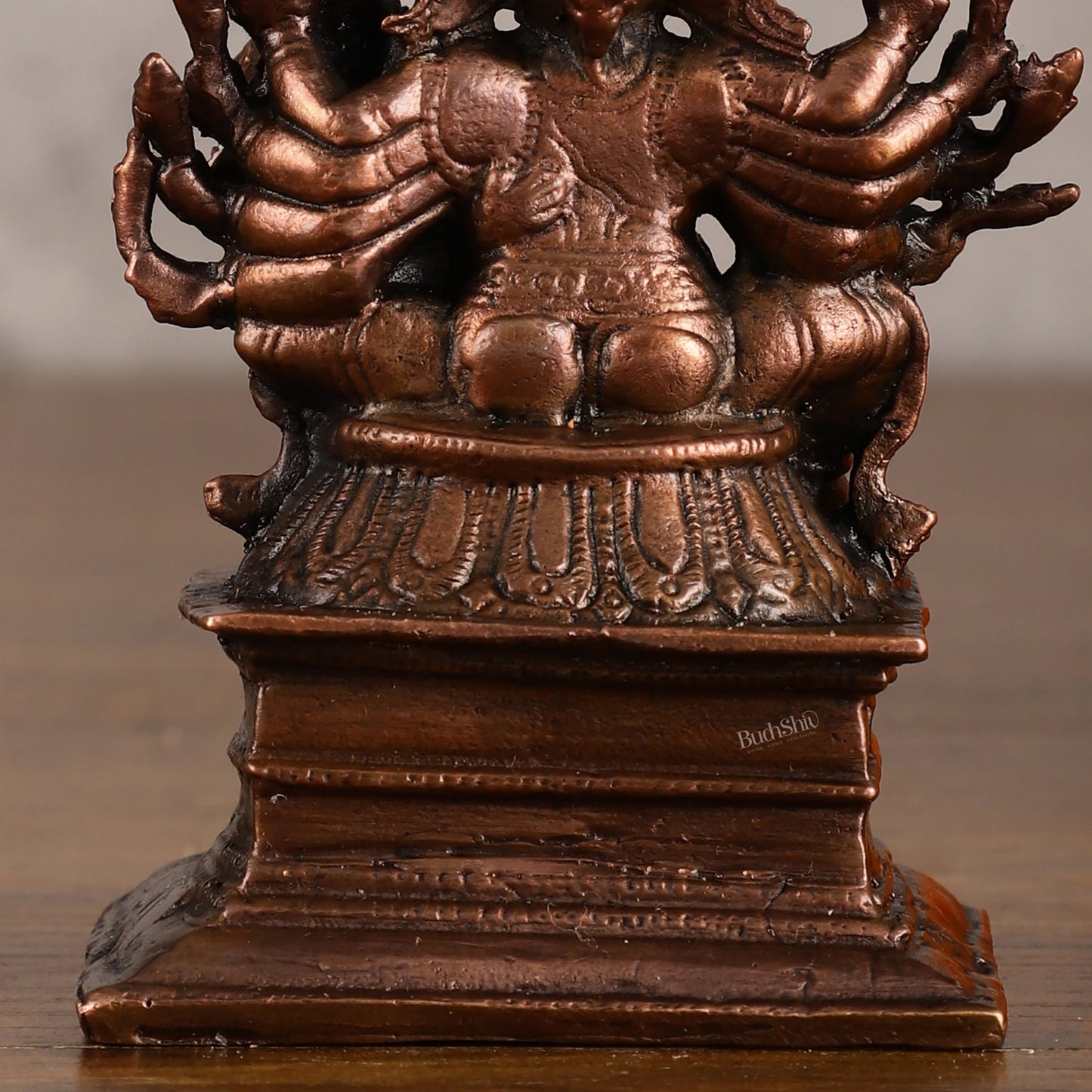 Pure copper Maha Ganapati Seated with Riddhi Idol - 3.5"