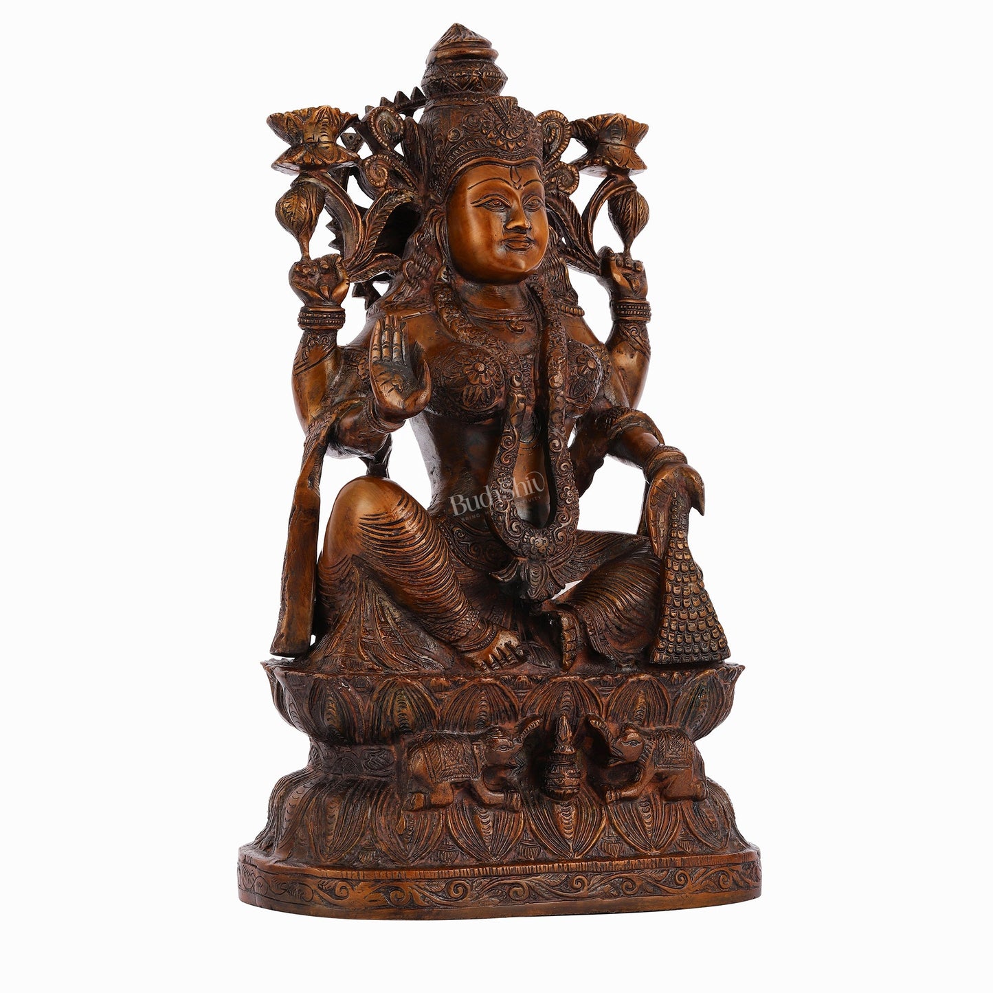 Pure Superfine Brass Goddess Lakshmi Idol - 15.5"