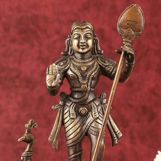 Pure Superfine Brass Raja Murugan Kumaraswamy Idol - 8.75" antique chola