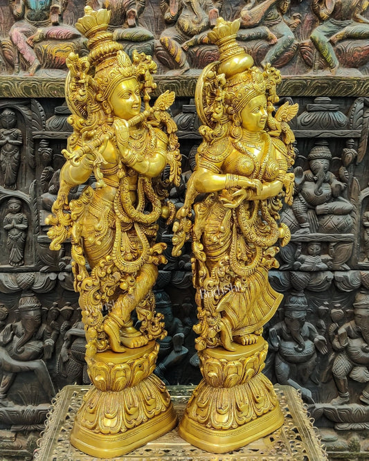 Pure Brass Radha Krishna Idols 30"