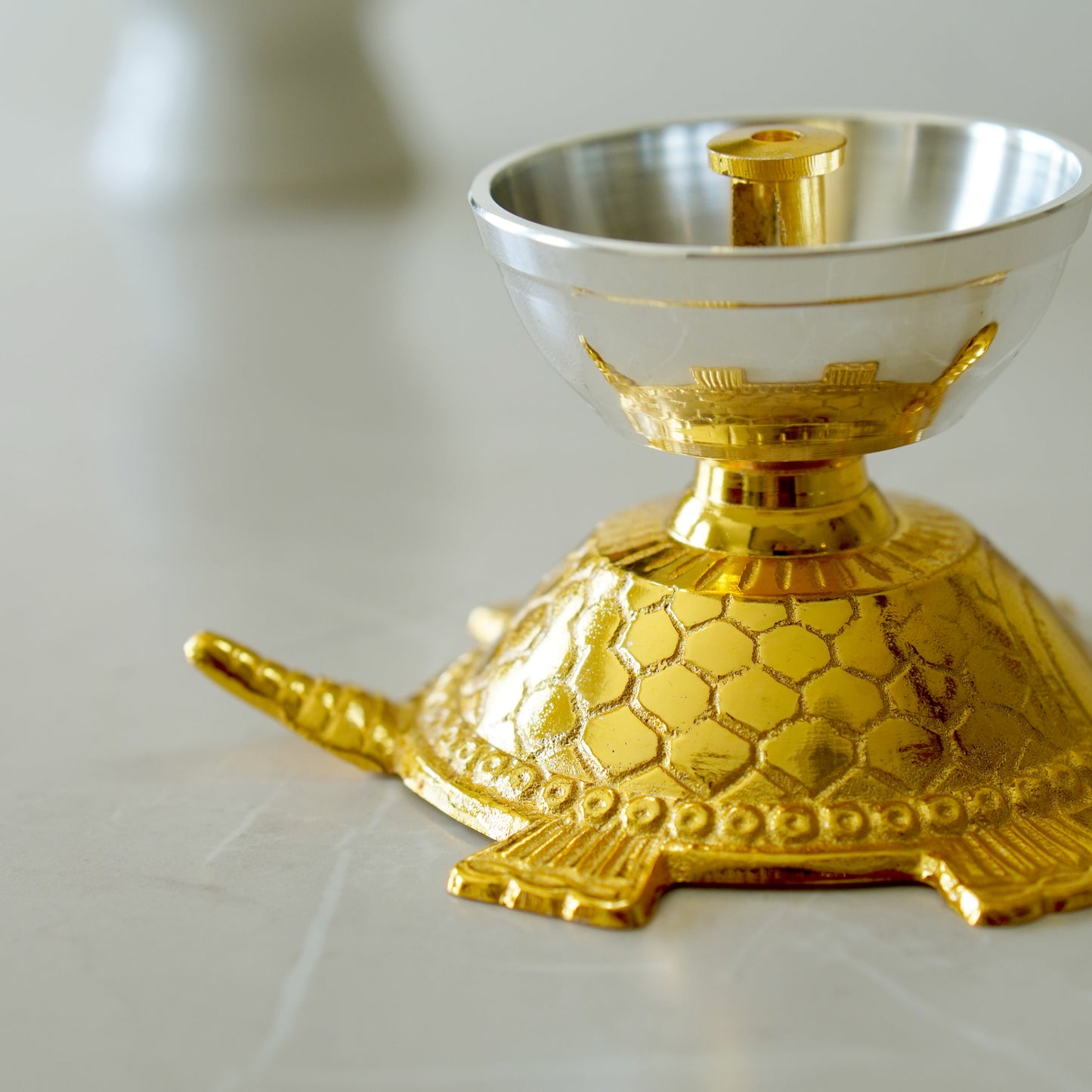 Single Miniature Brass Tortoise / Turtle Oil Lamp (Vastu Tortoise Lamp)