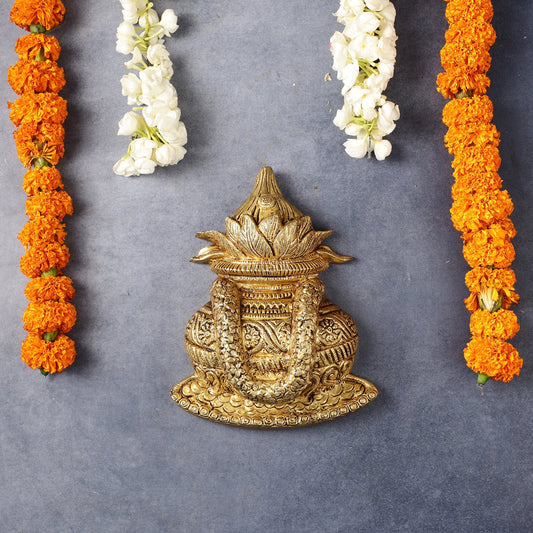 Sacred Brass Superfine Wall Hanging Kalash 7.75 inch