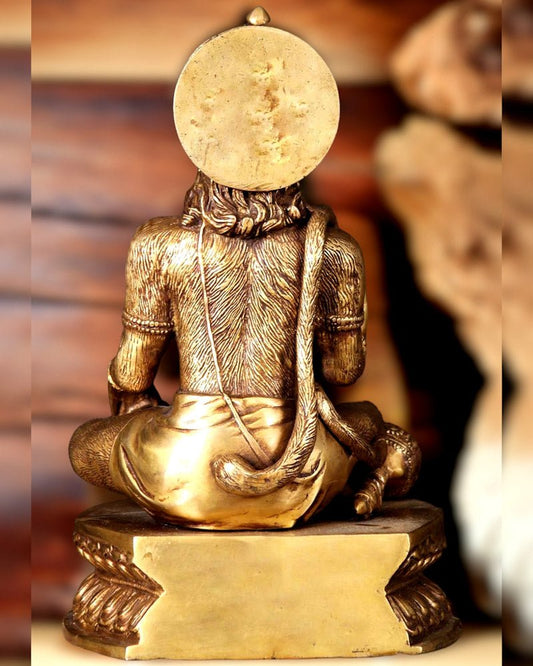 Sacred Pure Brass Blessing Hanuman Idol - 14"