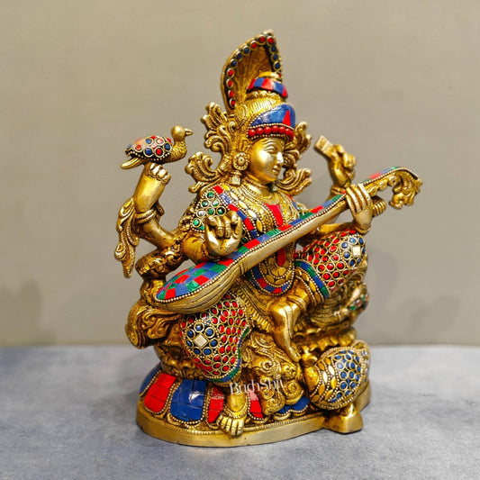 Saraswati brass idol 11 inch Stonework