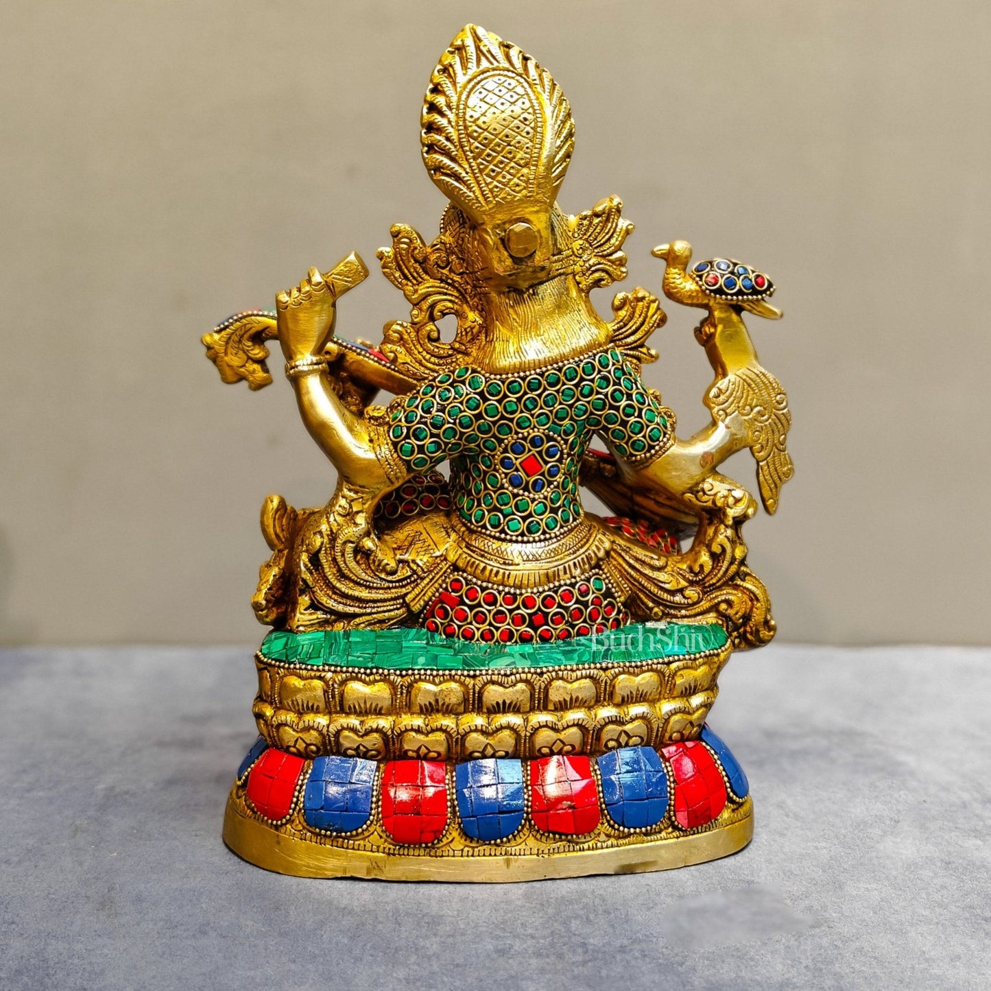 Saraswati brass idol 11 inch Stonework