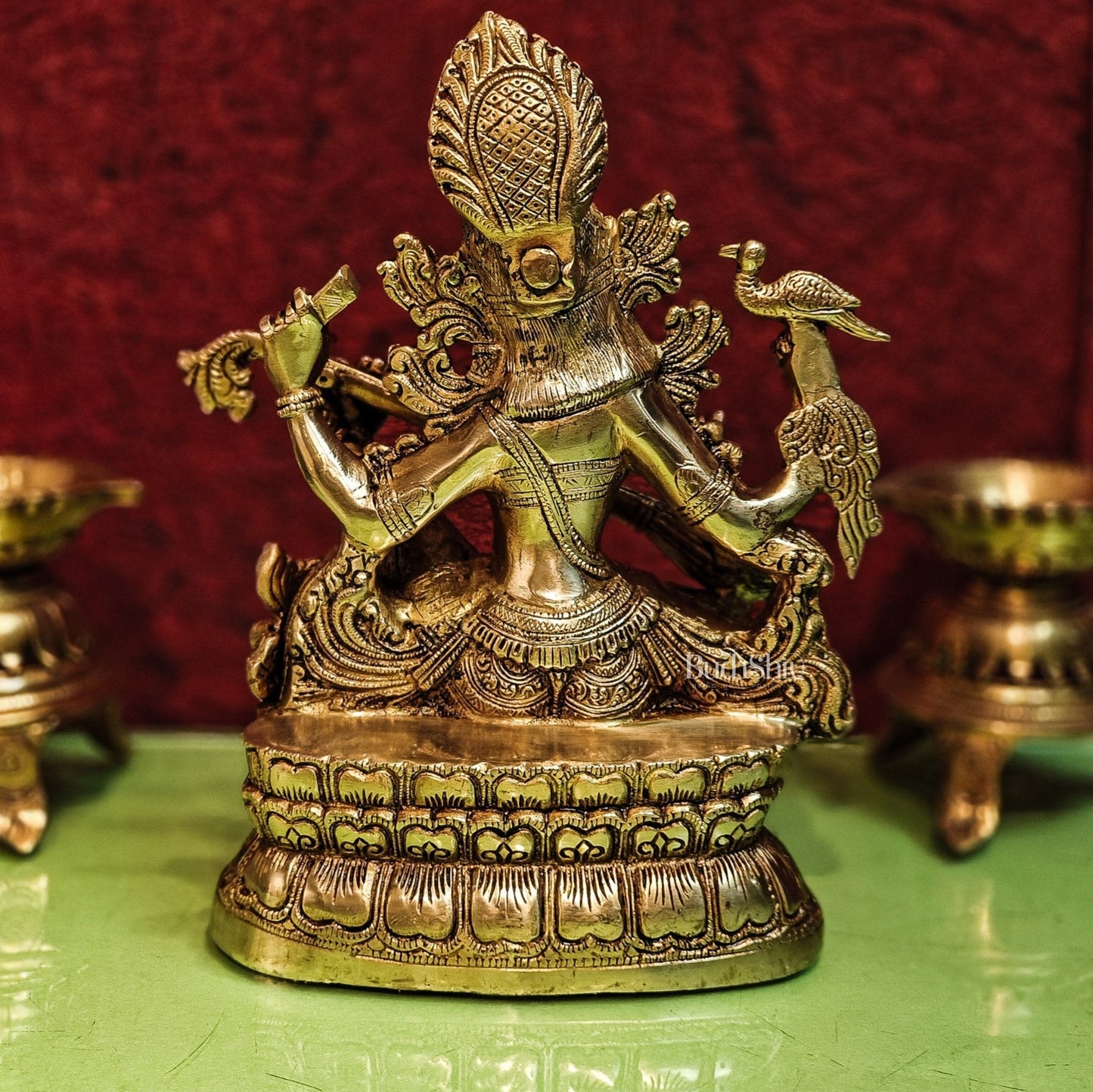 Saraswati brass idol 11 inch shine