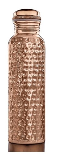 तांबे की पानी की बोतल, हथौड़े से ठोंकी हुई, 900 मिलीलीटर, भूरा