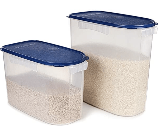 SignoraWare Large 24 Litres + 16 litres Modular Multi-Purpose Plastic Containers with Lid, Kitchen Food Grade BPA Free Leak Proof, Rice Spices Atta Organizers with Side Holders (Pack 2, Blue )