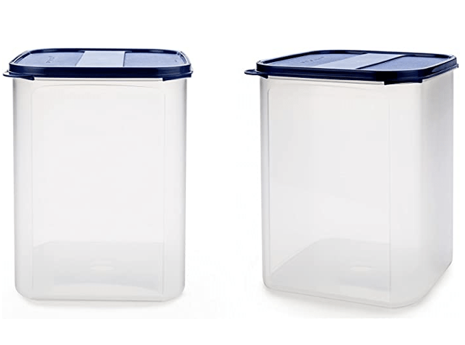 SignoraWare 6.5 Litres Modular Storage Container with Lid | Food Grade Bpa-Free Plastic Jar Boxes | Freezer Microwave Safe Leak-Proof | Spices Atta Grains Organizers (Square 6500ml | Set 2 Mod Blue)