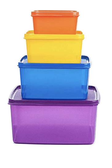 SignoraWare Fresh Tab Plastic Storage Jars Containers Set for Kitchen | Freezer Microwave Safe Leak Proof Food Grade Material (Set of 4 – 2500ml | 1200ml | 500ml | 160ml | Multicolour | BPA Free)