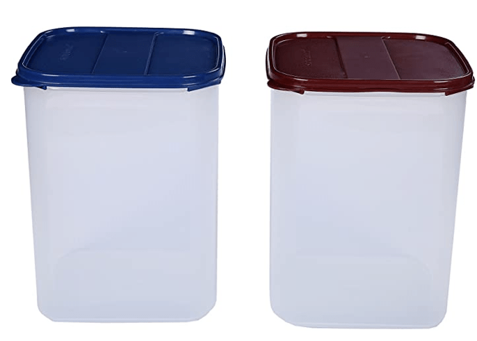 SignoraWare 6.5 Litres Modular Storage Container with Lid | Food Grade Bpa-Free Plastic Jar Boxes | Freezer Microwave Safe Leak-Proof | Spices Atta Grain Organizer (Square 6500ml | Set 2 Multicolour)