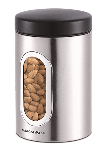 Signoraware Modular Steel Container (Window Round) Matte, 950ml, Silver