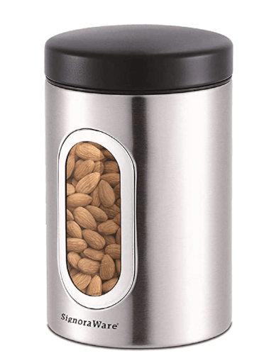 Signoraware Modular Steel Container (Window Round) Matte, 1800ml, Silver