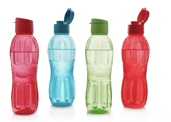 Signoraware Fliptop-Aqua Fresh Plastic Water Bottle Set, 500ml/6cm, Set of 4, Multicolour