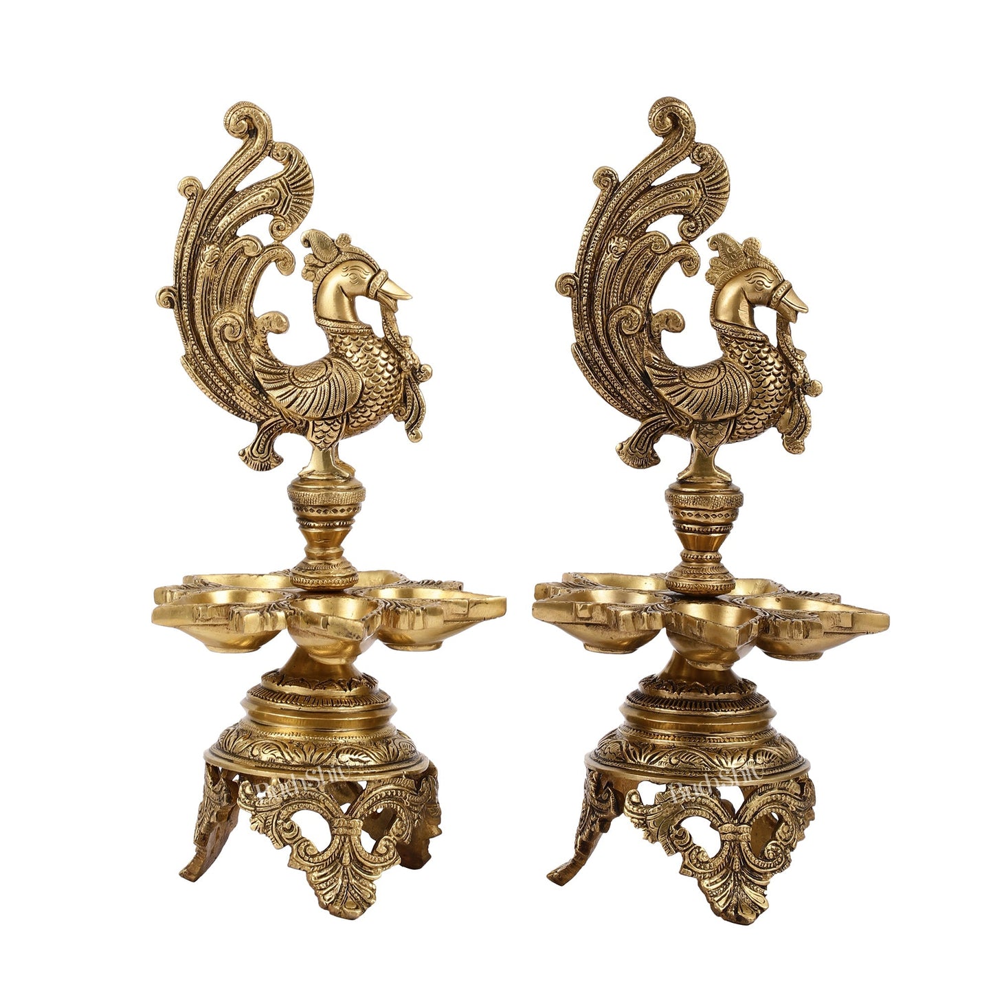 Superfine 14-Inch Brass Peacock Lamp