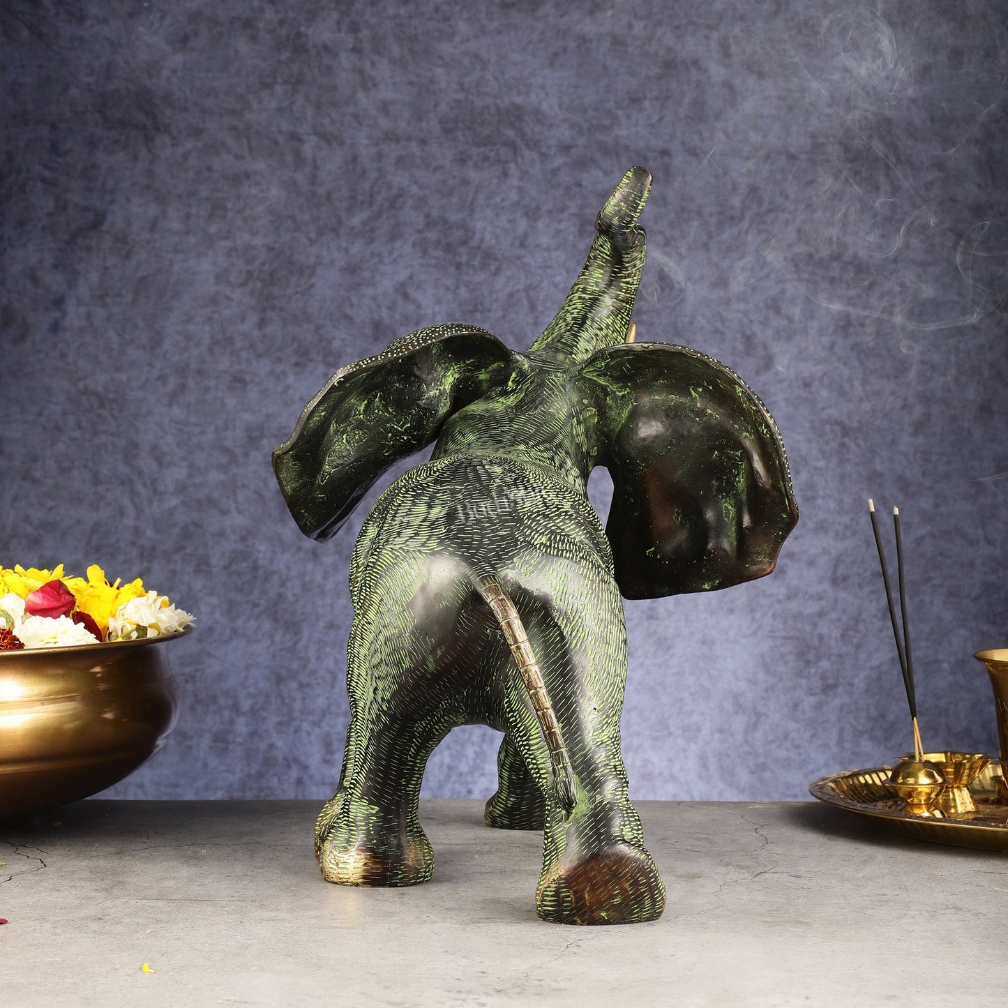 Superfine Antique Brass Ascending African Elephant Statue | BudhShiv Exclusive