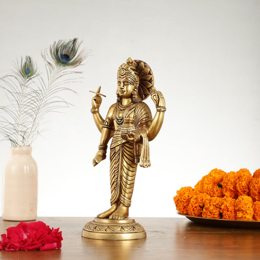 Superfine Brass Dhanvantari Statue - 12.5 Inch