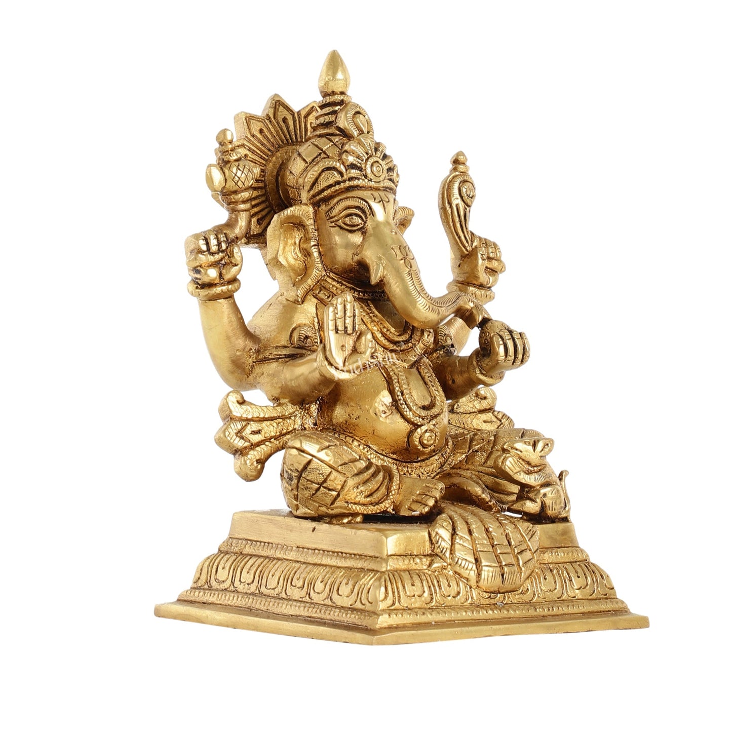 Superfine Brass Ganesha Idol - 7 Inch