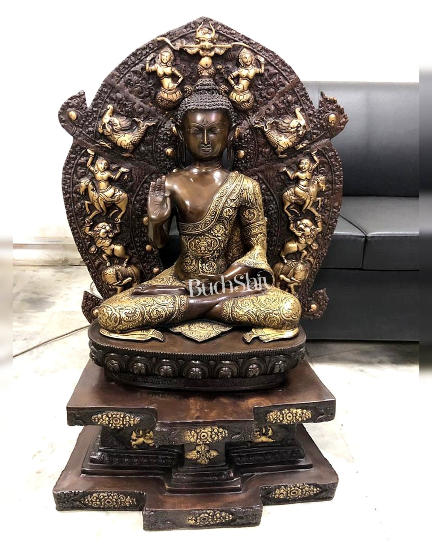 Superfine Brass Gautama Buddha Statue | Blessing Mudra | 34" Height