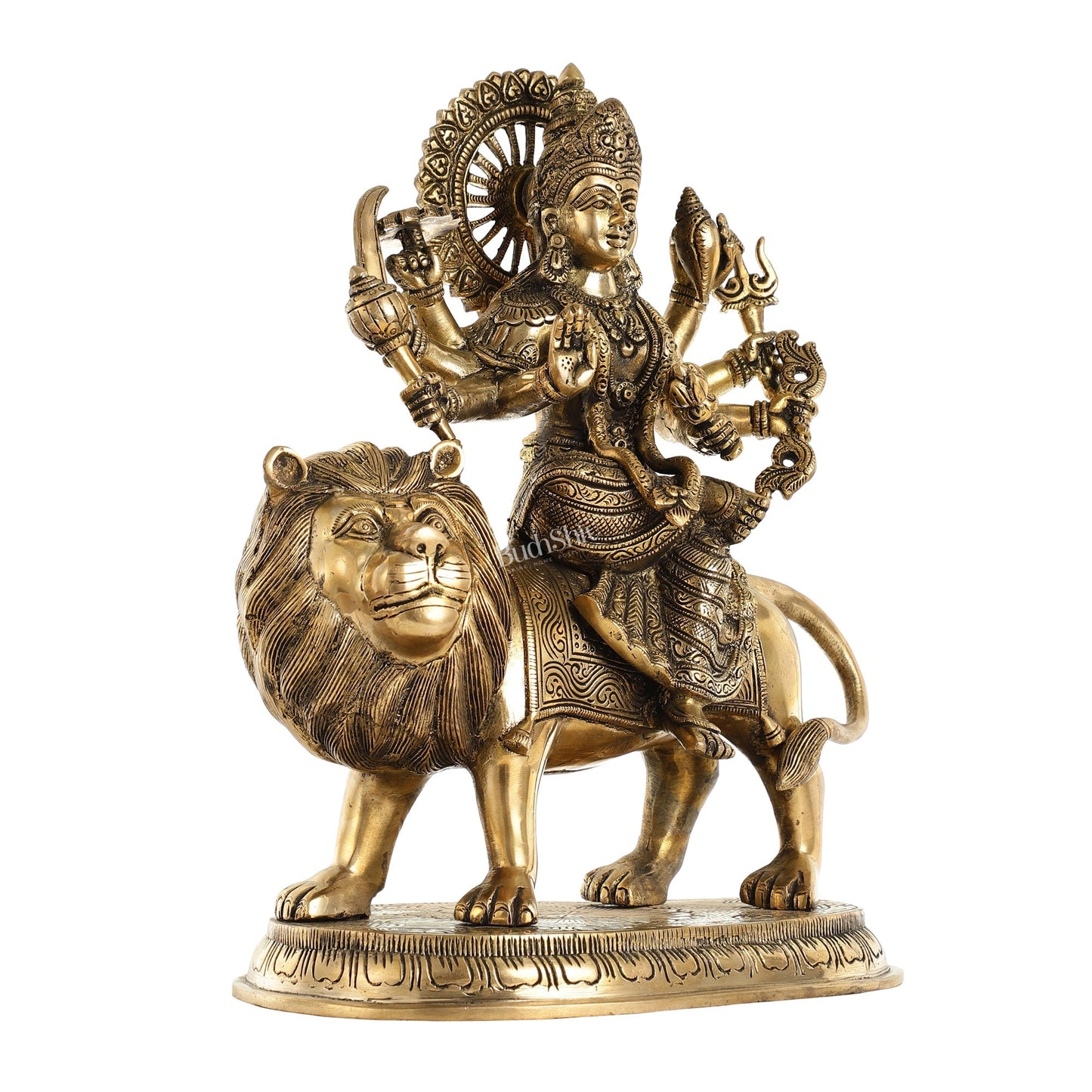Superfine Brass Goddess Durga Idol - 14 Inch