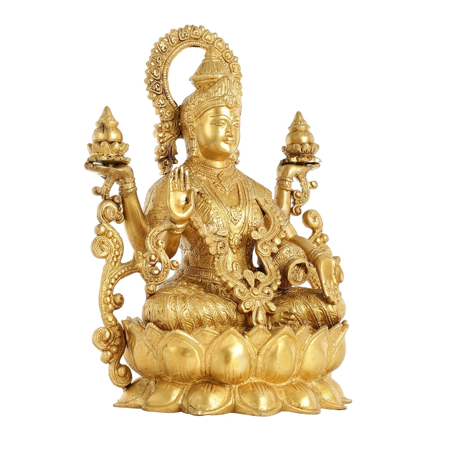 Superfine Brass Goddess Lakshmi Idol - 12.5 Inch