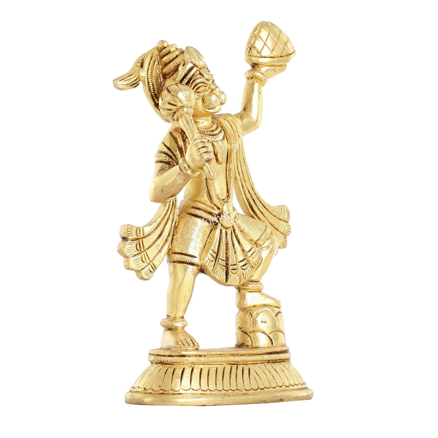Superfine Brass Hanuman Idol | Carrying Sanjeevani Mountain | 7.5"