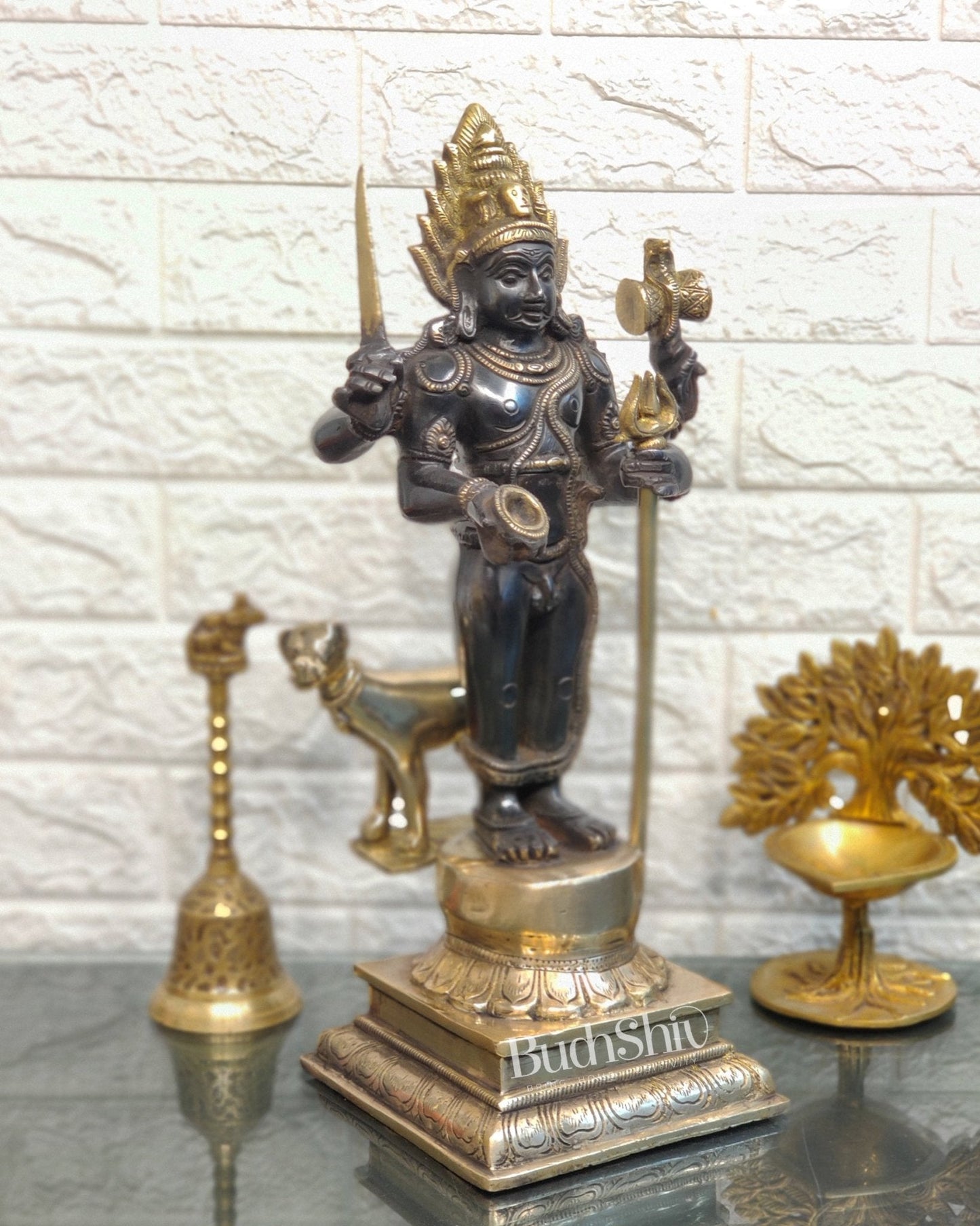 Superfine Brass Kala Bhairava Statue with Vahana Dog 18 inch