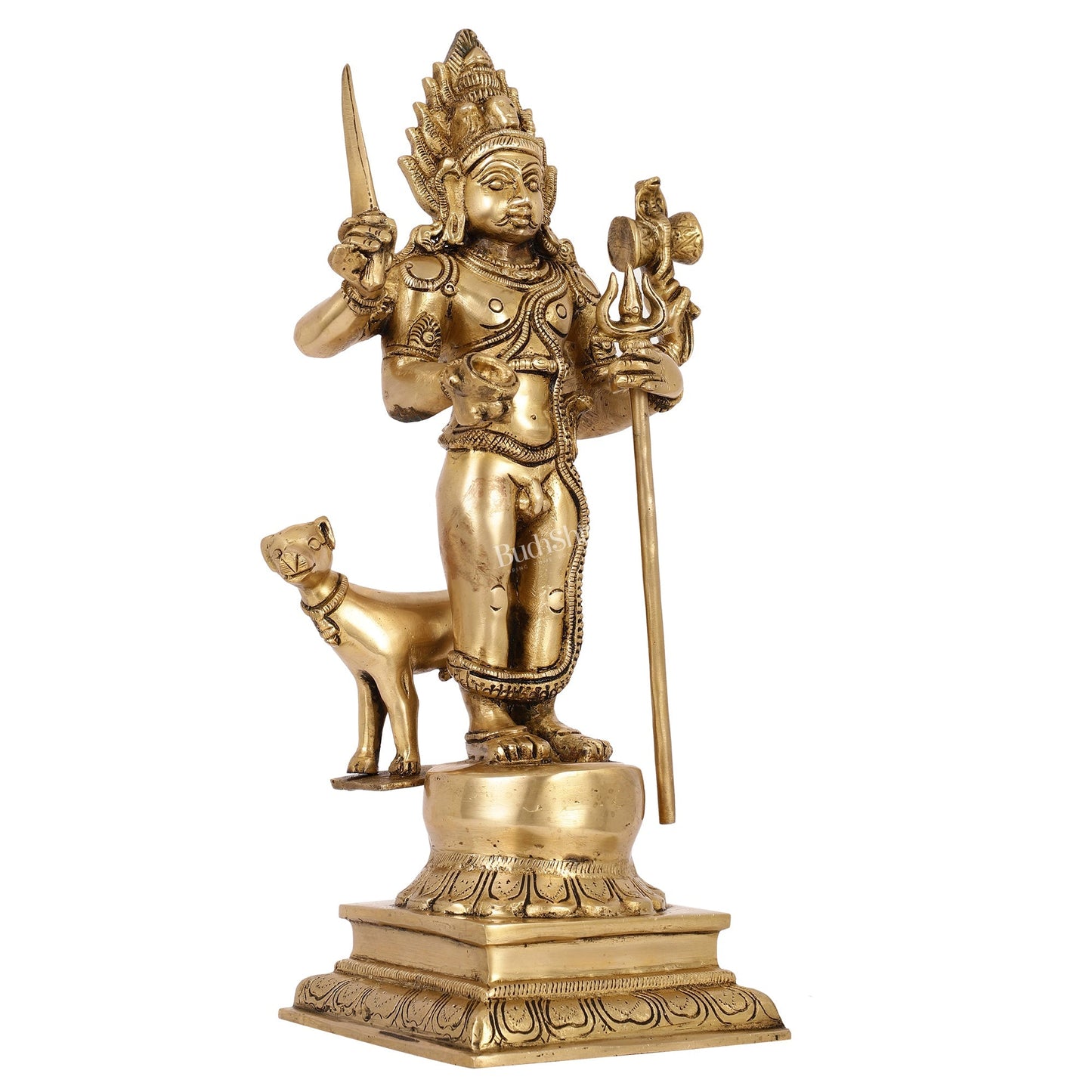 Superfine Brass Kala Bhairava Statue with Vahana Dog 18 inch