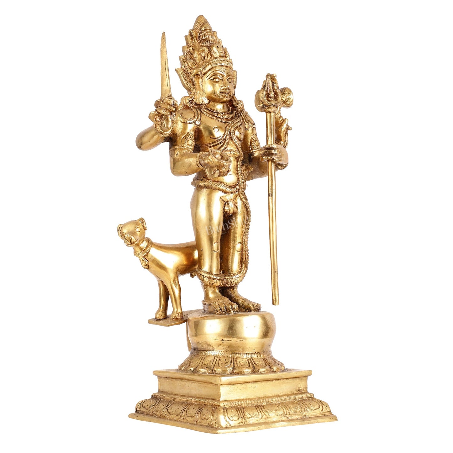 Superfine Brass Kala Bhairava Statue with Vahana Dog 18 inch