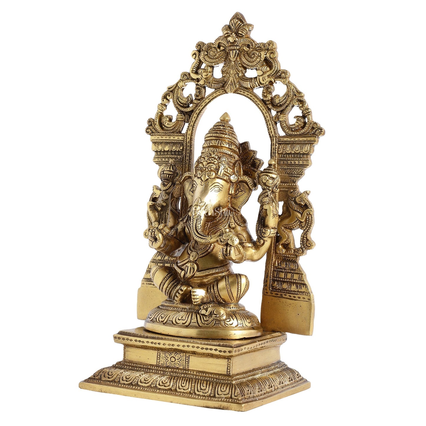 Superfine Brass Lord Ganesha Idol with Frame - 12 inch