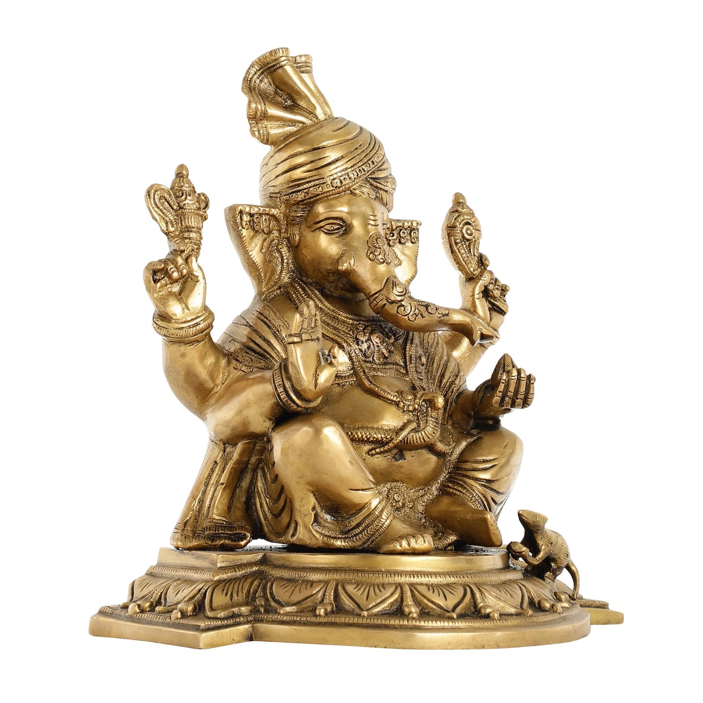 Superfine Brass Lord Ganesha Statue with Turban - 12 Inch