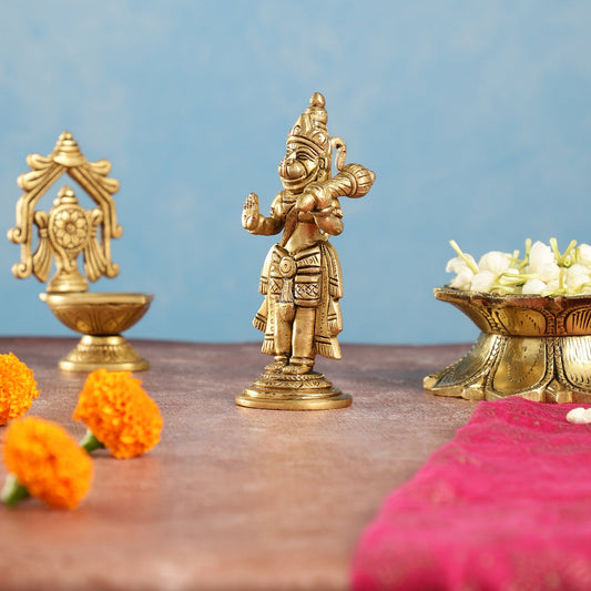 Superfine Brass Lord Hanuman Standing Idol | Blessing Mudra | 5.5" Height