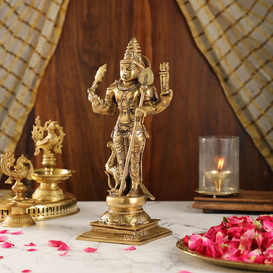 Superfine Brass Murugan Swamy Kartikeya Statue | 12.5" Height