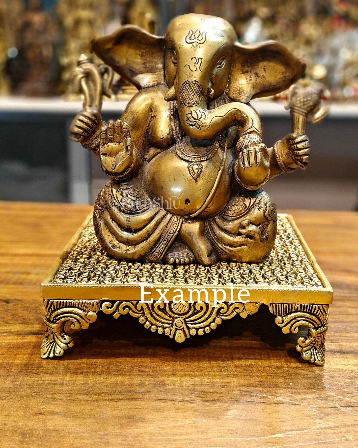 Superfine Brass Pooja Chowki Aasan for Temple - 8 x 8 inch
