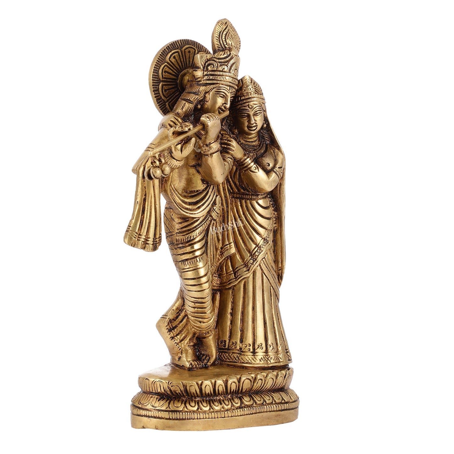 Superfine Brass Radha Krishna Idol - 9 Inch Statue